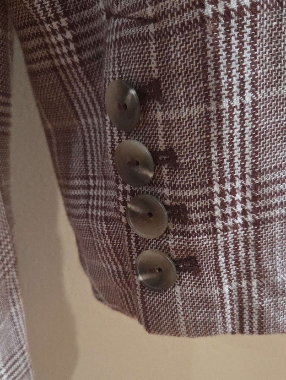 Maeve by Anthropologie Brown lightweight double breasted Plaid Blazer size 4 - Picture 11 of 12